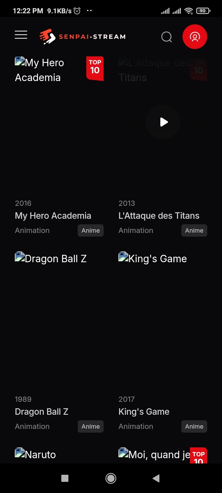 Screenshot Of Senpai Stream Apk